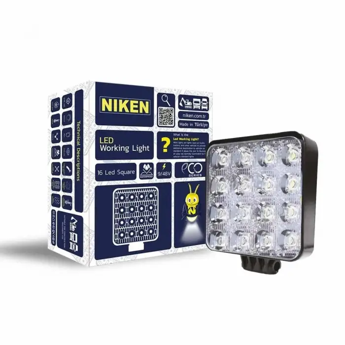16 Ledli Kare Çalışma Lambası