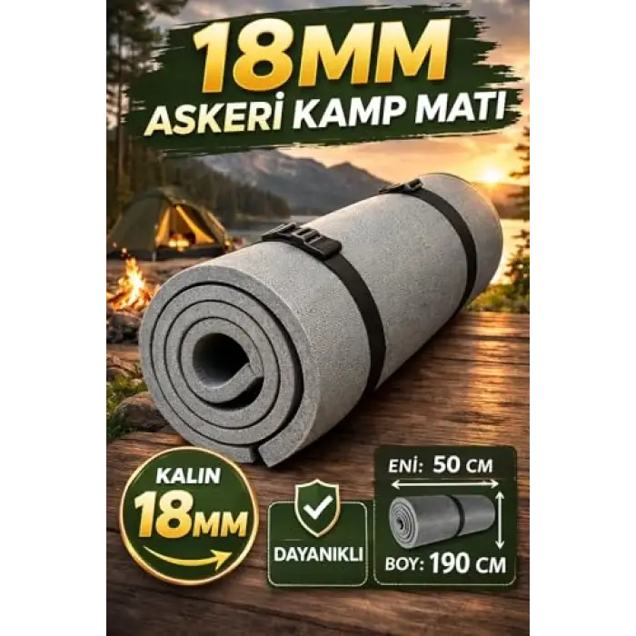 18 mm askeri kamp matı, 190x50 cm, 50 dans
