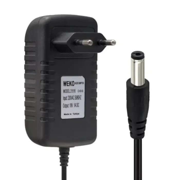 18 VOLT - 1 AMPER 5.5 * 2.5 UÇLU YERLİ ÜRETİM PRİZ TİPİ ADAPTÖR