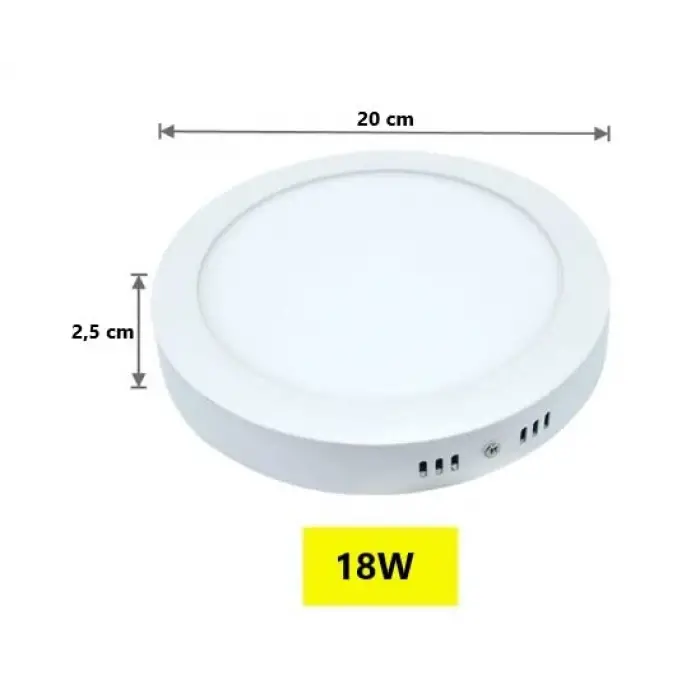 18 W Yuvarlak Sıva Üstü LED Panel, Gün Işığı