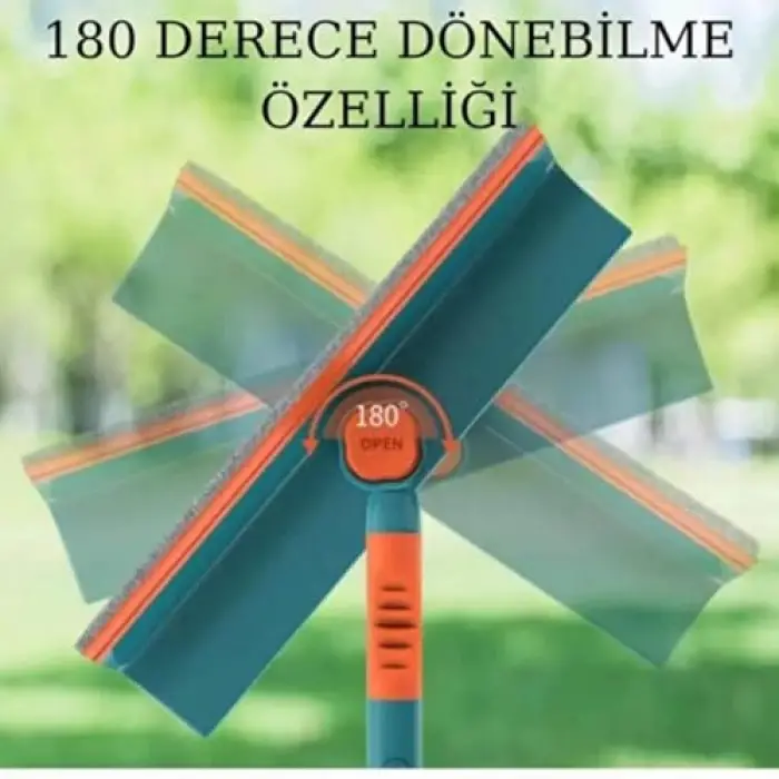 180 Derece Dönebilen Teleskopik Çift Taraflı Cam Silme Aparatı