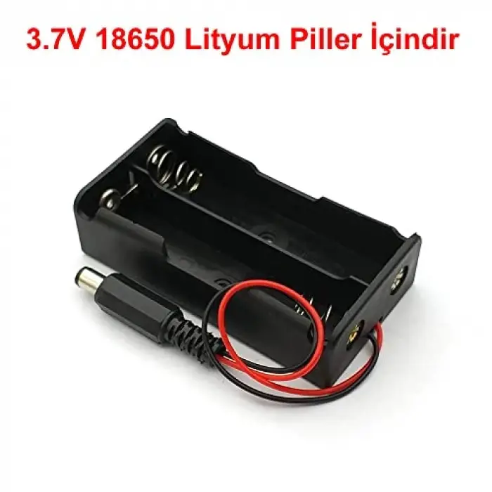 18650 Pil Yuvası, 2li, Adaptör Soketli
