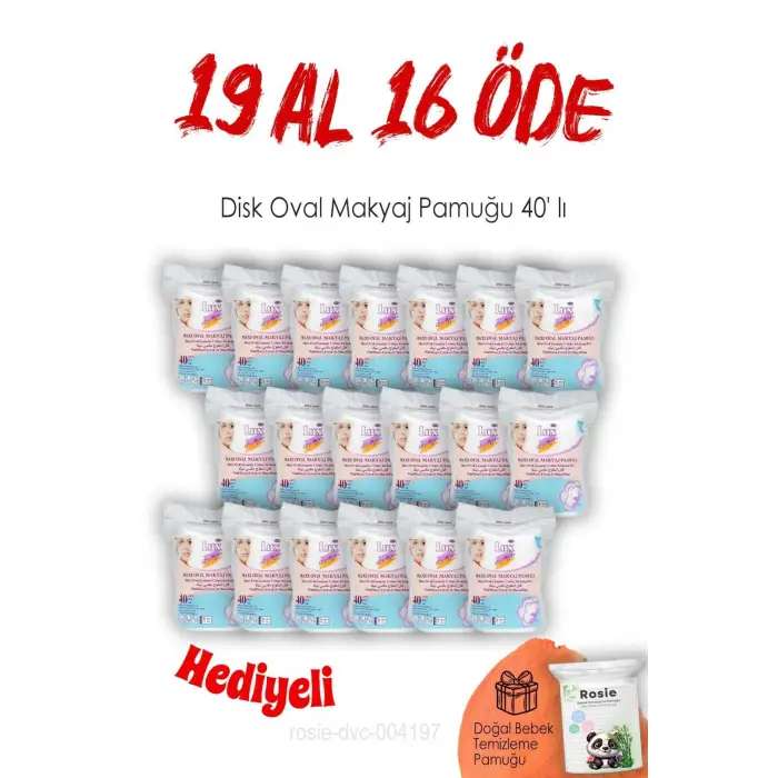 19 AL 16 ÖDE 40lı Disk Oval Makyaj Pamuğu ve ROSIE