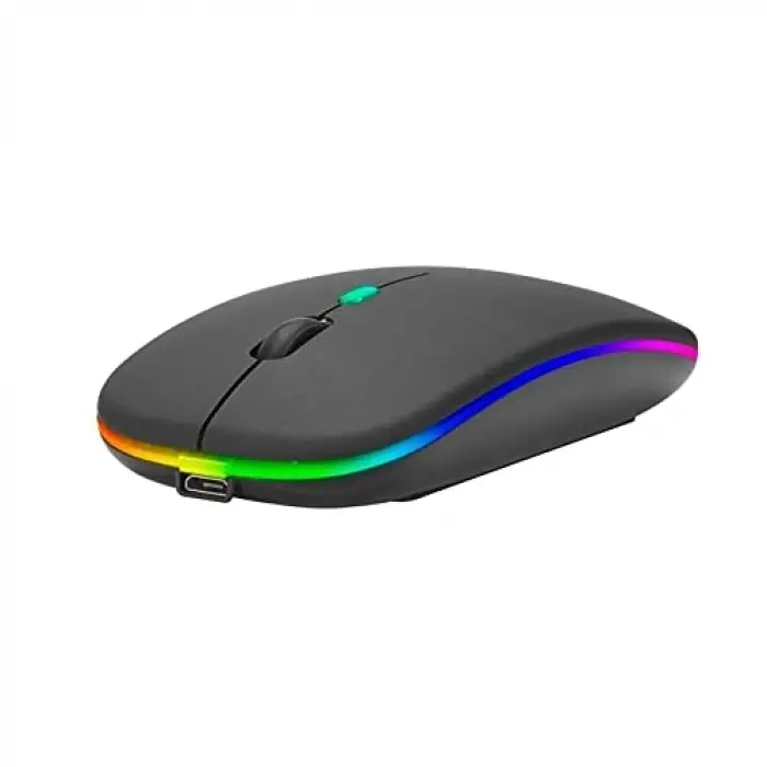 2, 4Ghz Bluetooth Wireless Kablosuz Sessiz Mouse Siyah Işıklı