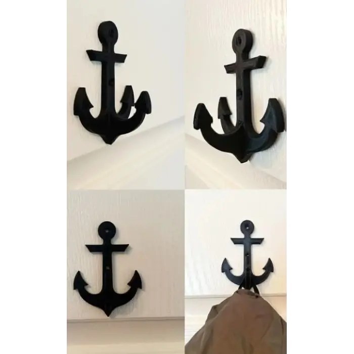2 Adet Çapa Model Elbise Vestiyer Duvar Askısı, Duvar Dolap Kapı Askılığı, Sert Plastik Duvar Askısı, Sert Plastik, Siyah, 7.5x4.5x10.5 cm,ikili