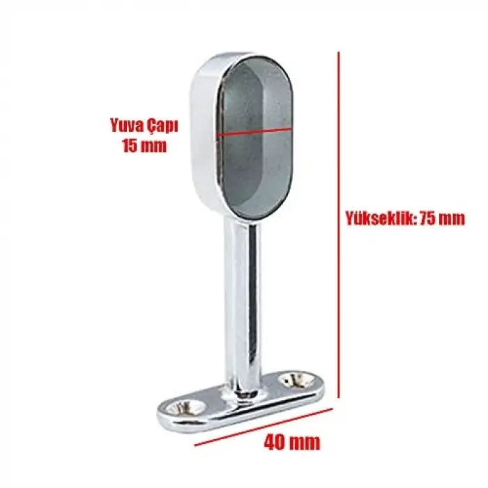 2 Adet Krom Kapalı Oval Askı Flanşı