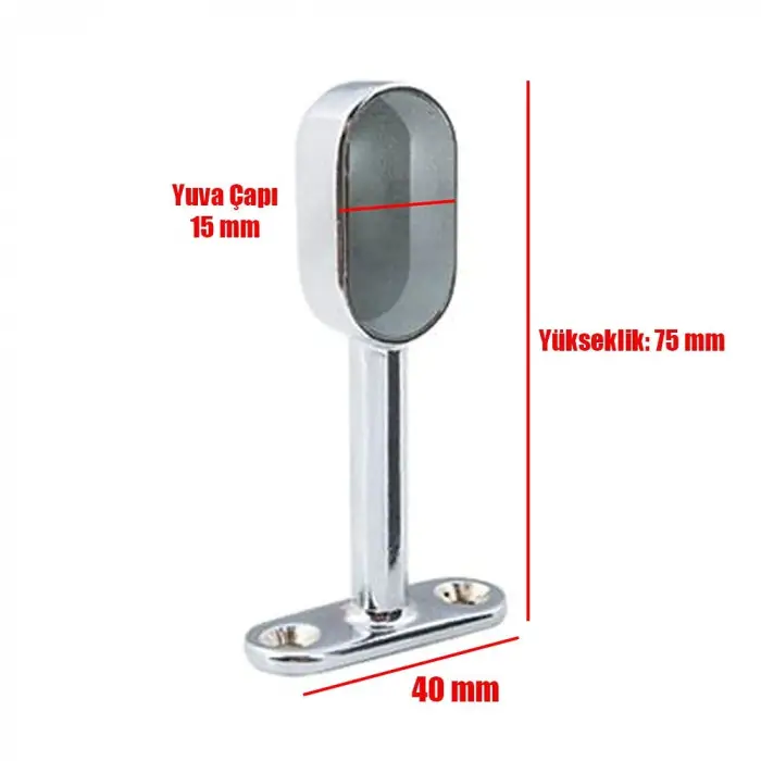 2 Adet Krom Kapalı Oval Askı Flanşı