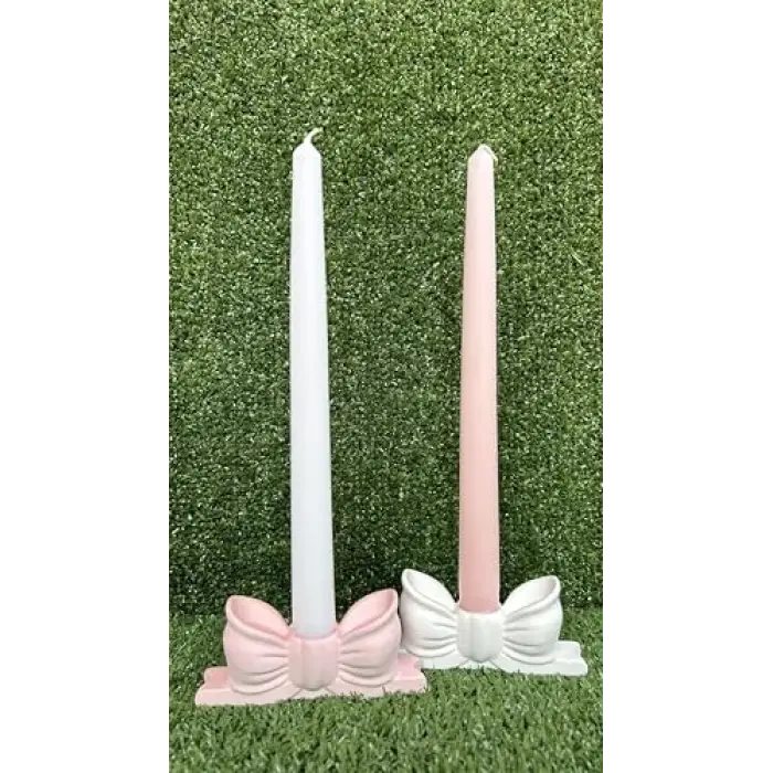 2 Adet Pürüzsüz Fiyonk Şamdan, Pembe