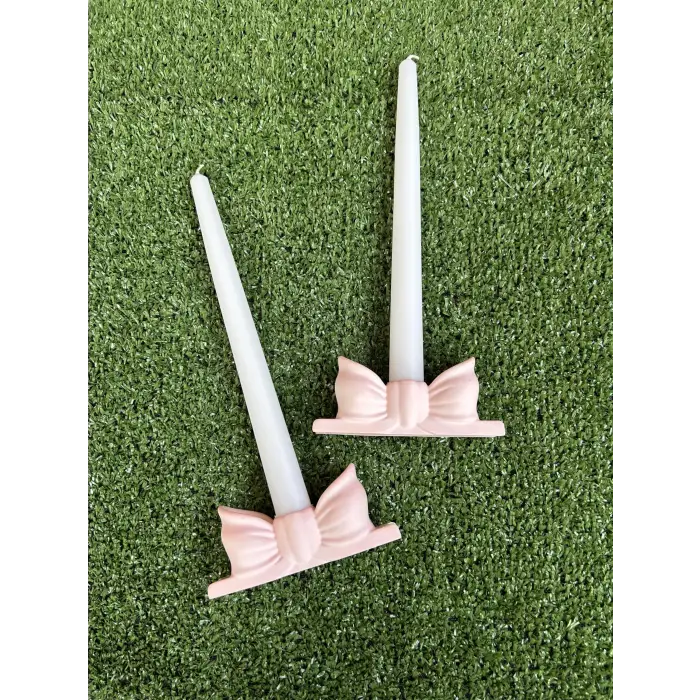 2 Adet Pürüzsüz Fiyonk Şamdan, Pembe