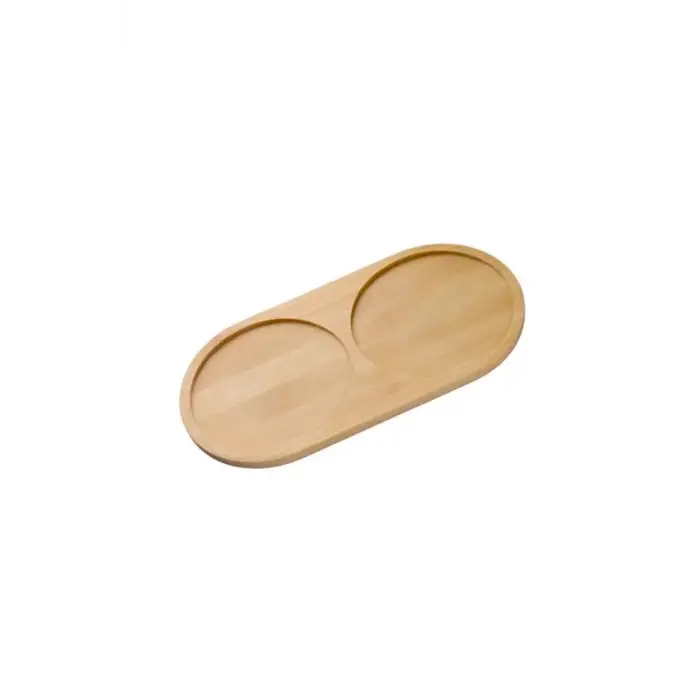 2 Bölmeli Oval Doğal Bambu Sunum Tabağı 23x12 cm
