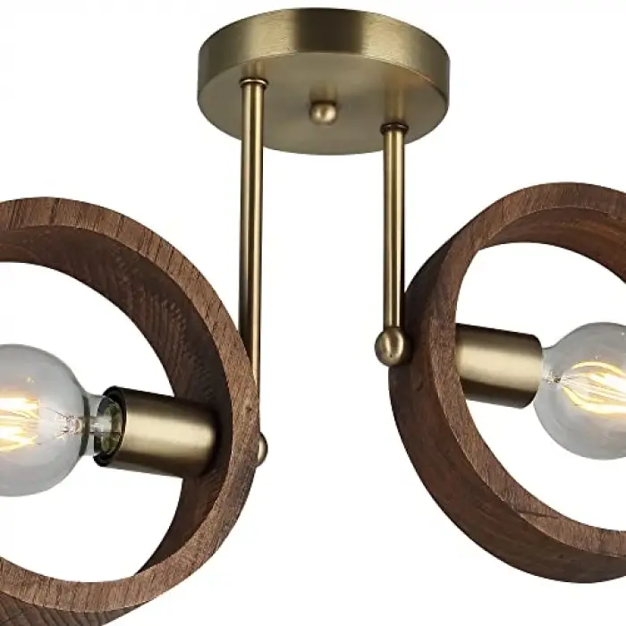2li Ahşaplı Eskitme Plafonyer, 2 X E27