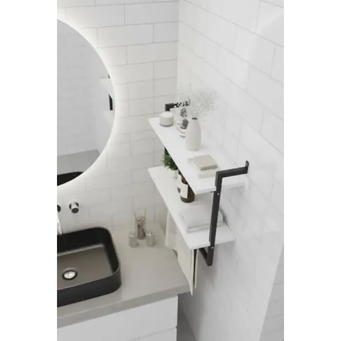 2li Duvara monte Banyo Rafları (Beyaz)