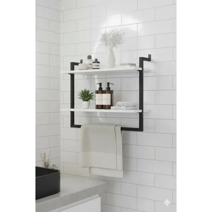 2li Duvara monte Banyo Rafları (Beyaz)