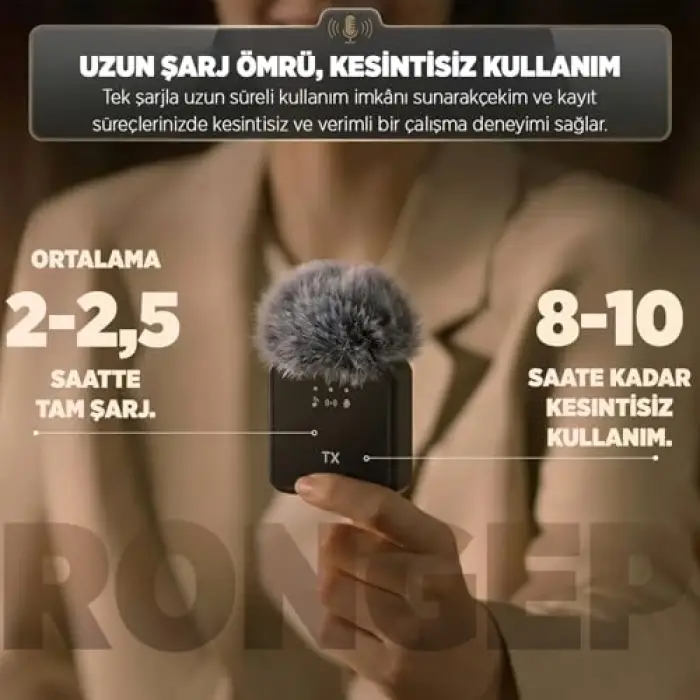 [2li Kablosuz Yaka Mikrofonu] iPhone/Android Telefonlar/Type-C Girişli PCler için Type-C/Lightning Giriş 8-10 Saat Pil Ömrü 20 Metreye Kadar Menzilli Tak Çalıştır Kablosuz Mikrofon (Siyah)