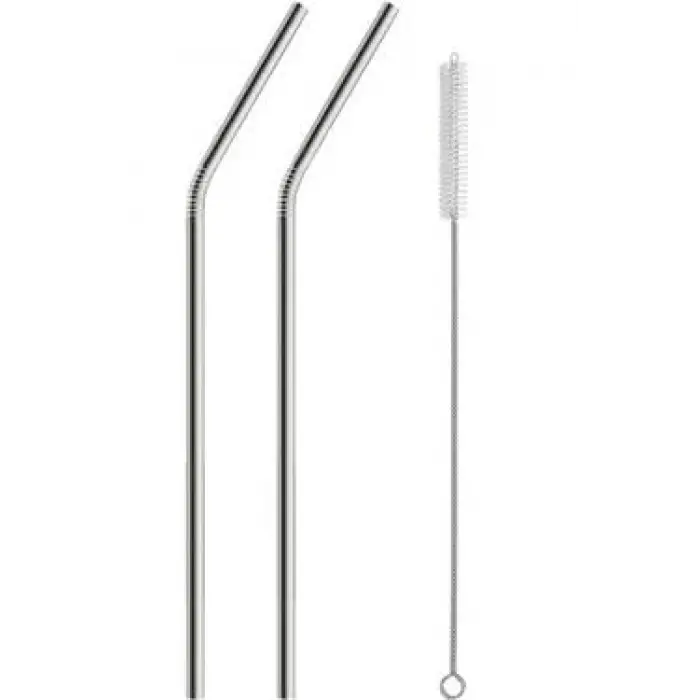 2li Paslanmaz Çelik Pipet + Temizleme Fırçası