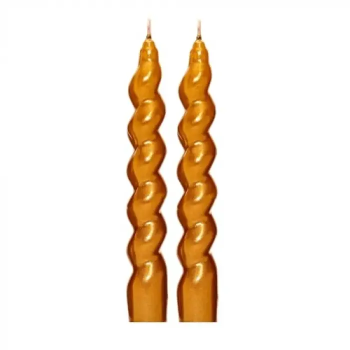 2li Twirl Glow Gold Şamdan Mum Seti (18 cm)