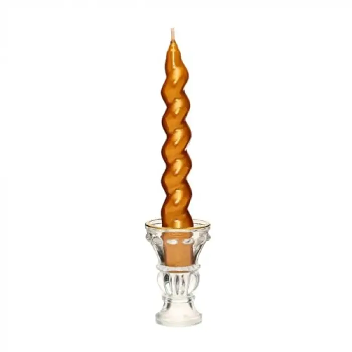 2li Twirl Glow Gold Şamdan Mum Seti (18 cm)