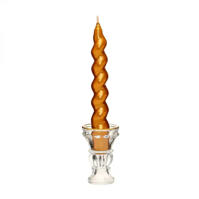 2li Twirl Glow Gold Şamdan Mum Seti (18 cm)
