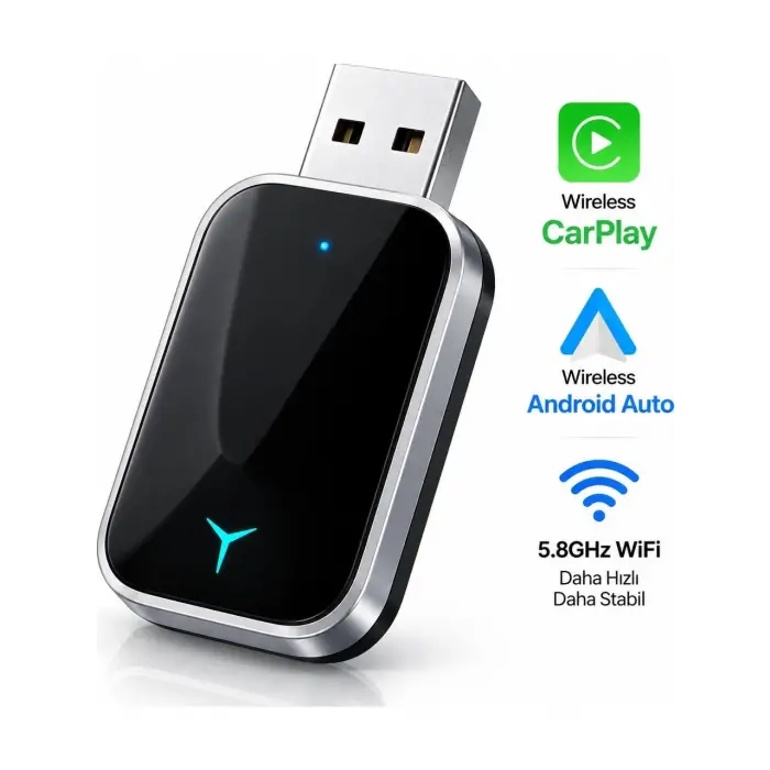2si 1 Arada Kablosuz CarPlay Android Auto Adaptörü, USB Type-C Dönüştürücü