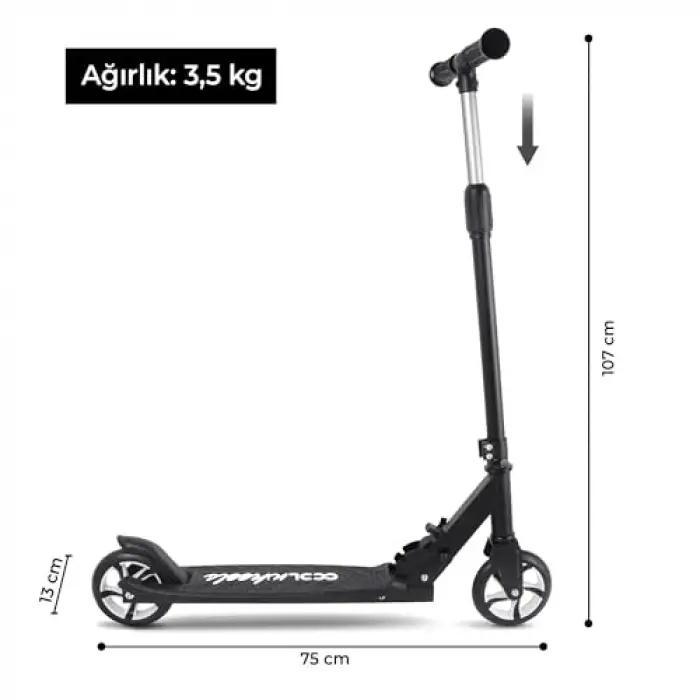 2 Tekerlekli Katlanabilir Scooter Gri