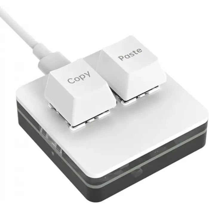 2 Tuşlu Makro Mekanik Klavye Programlanabilir Oyun-Muhasebe-Copy-Paste Tuş Usb Renkli Işık Beyaz