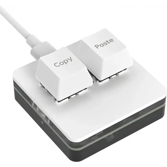 2 Tuşlu Makro Mekanik Klavye Programlanabilir Oyun-Muhasebe-Copy-Paste Tuş Usb Renkli Işık Beyaz