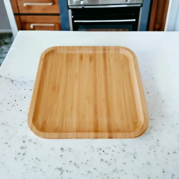 20 * 20 cm bambu kare sunum tabağı ve çerezlik