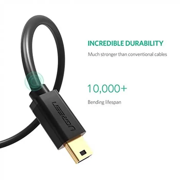 2.0 A USB-A & Mini-USB, Şarj ve Data Kablosu, 1.5 Metre, Siyah