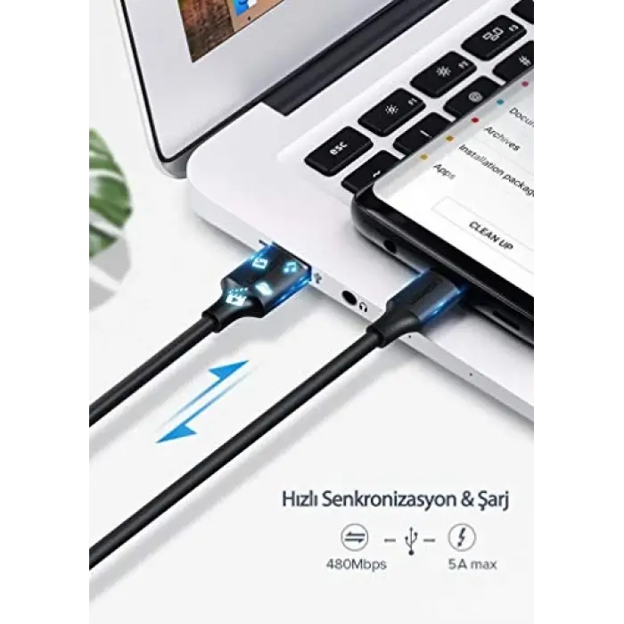 2.0 A USB-A & USB-C Şarj ve Data Kablosu; 1.5 Metre, Beyaz, 60122