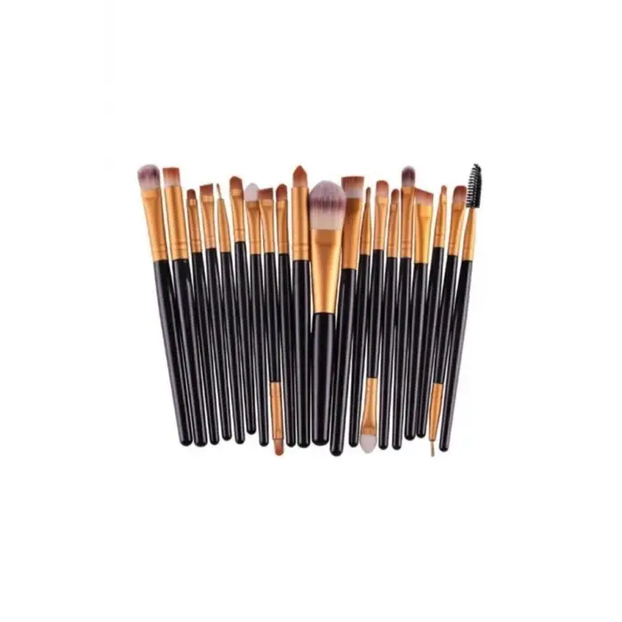 20li Makyaj Fırça Seti Siyah Siyah