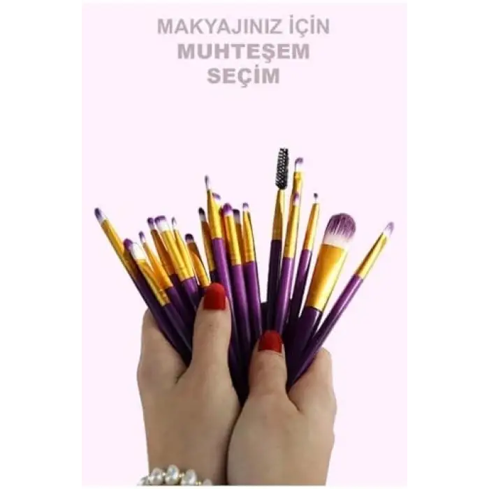 20li Profesyonel Makyaj Fırça Seti Mor Renk