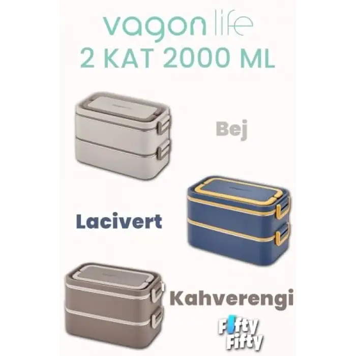 2000 ML, 2 Kat Paslanmaz Çelik Çorba Kaseli Bento Beslenme Kutusu, FFLBOX01029