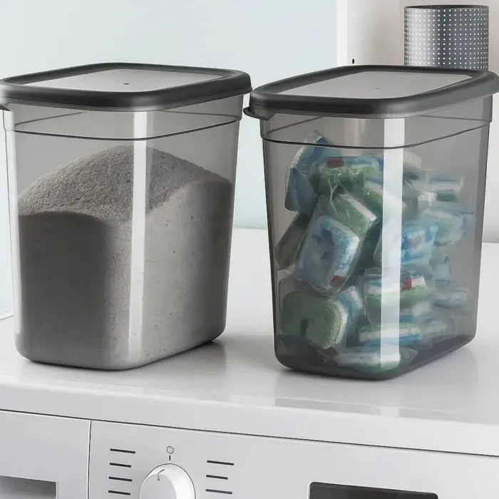 2000 ml tablet ve deterjan saklama kabı, 2li set, antrasit