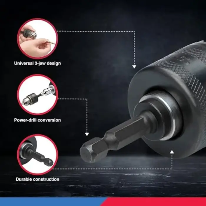 ® 20754 bir 3/8 Chuck dönüştürücü, 1/2 adaptör dahil, Quick Change şaftlı sürücüler için