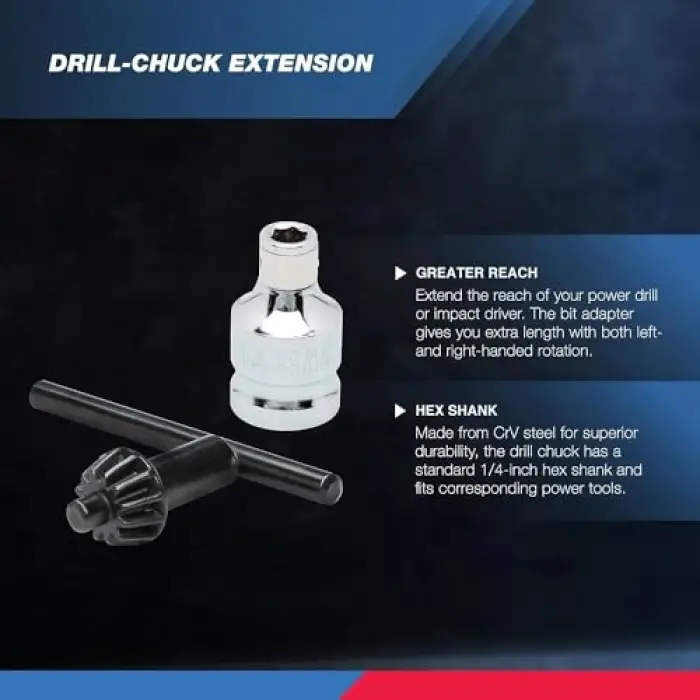® 20754 bir 3/8 CHUCK dönüştürücü, Quick Change şaftlı sürücüler için | 1/2 adaptör dahil
