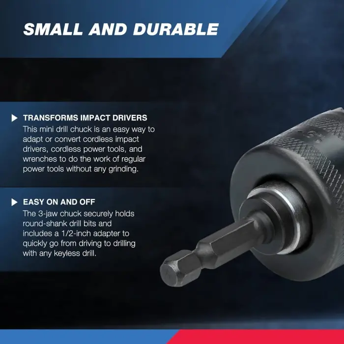 ® 20754 bir 3/8 CHUCK dönüştürücü, Quick Change şaftlı sürücüler için | 1/2 adaptör dahil