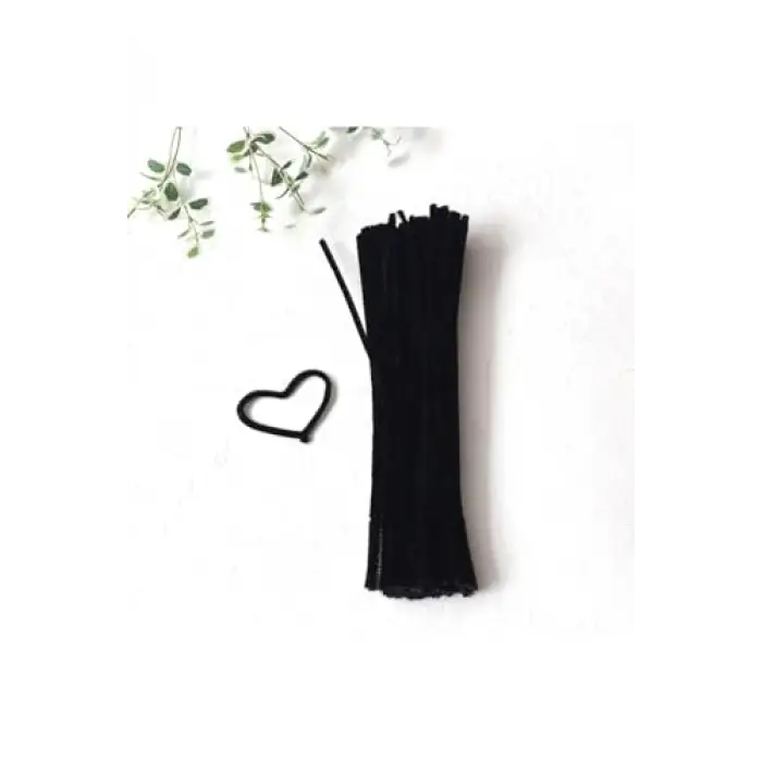 20li Tel Tüylü Tel Şönil, 30 Cm, Siyah