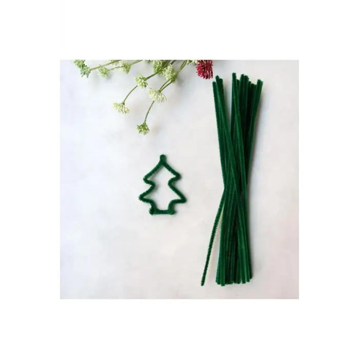 20li tel tüylü tel şönil, 30 cm, yeşil
