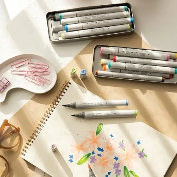 24lü Seti Brush Chisel Çift Uçlu Alkol Bazlı Marker Kalem