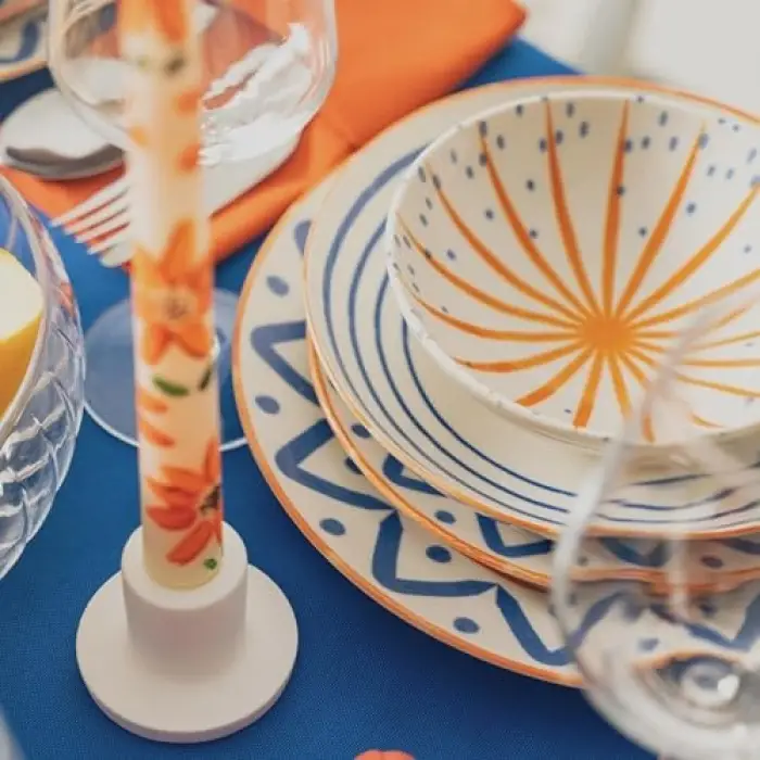 24 Parça 6 Kişilik Yemek Takımı Mavi