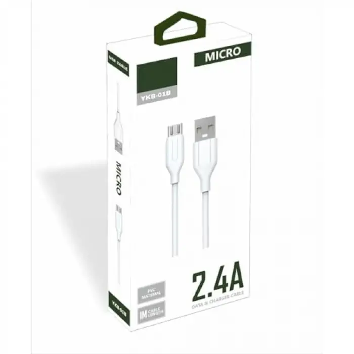 2.4A Micro USB Kablo 1m Beyaz Ykb-01B