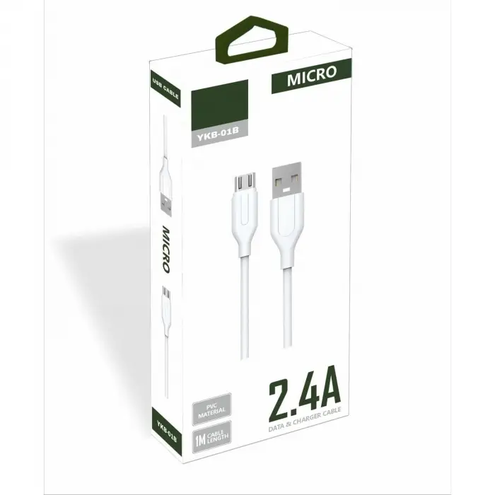 2.4A Micro USB Kablo 1m Beyaz Ykb-01B