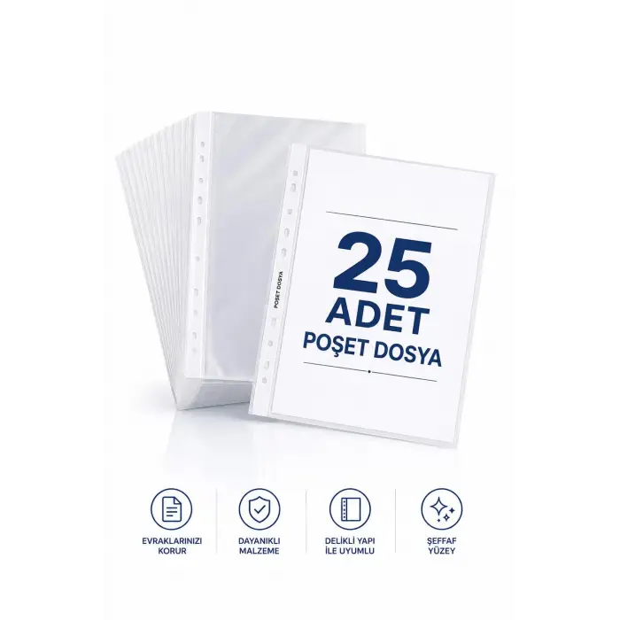 25 Adet A4 Şeffaf Dosya Föy Poşet Dosya