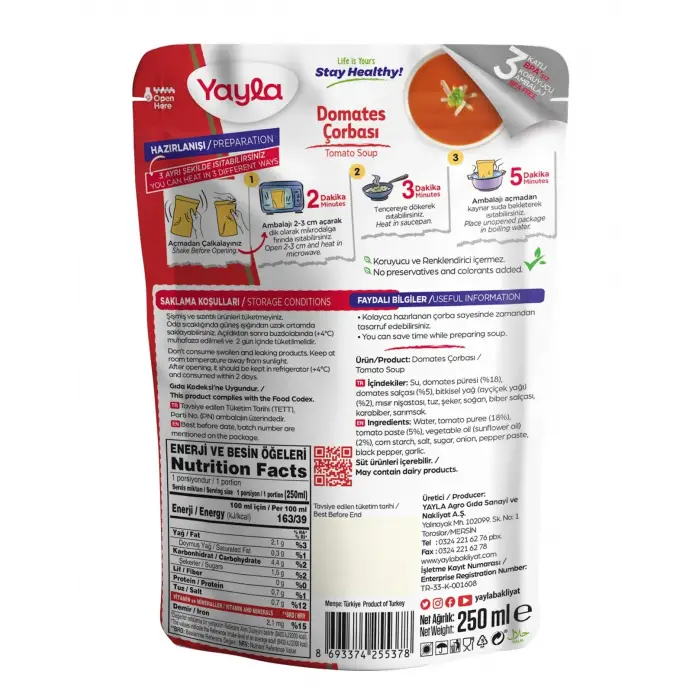 250 g hazır domates çorbası