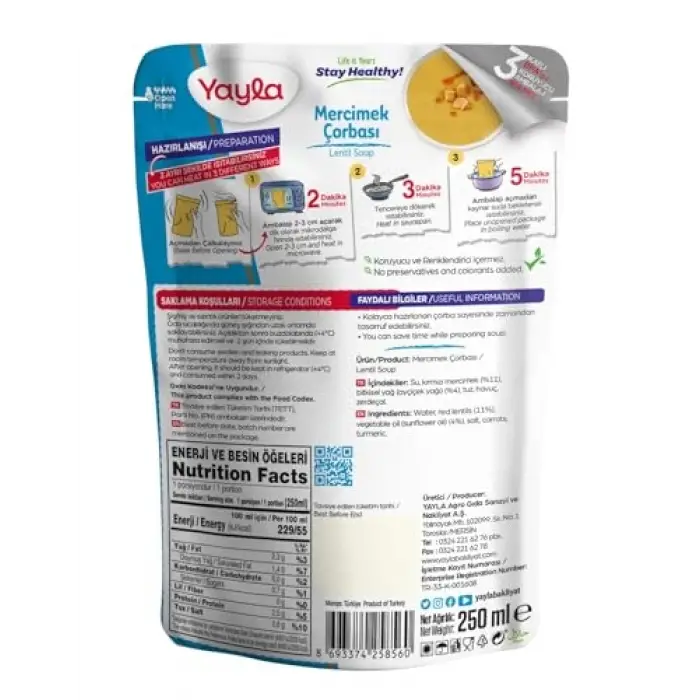 250 g hazır mercimek çorbası