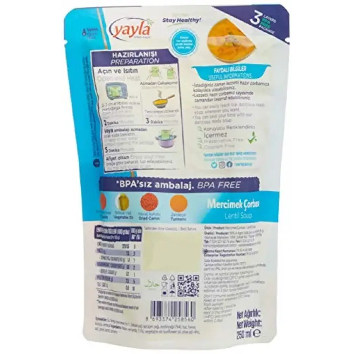 250 g hazır mercimek çorbası