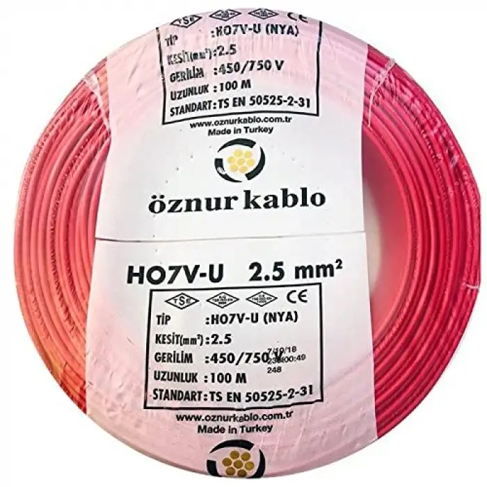 2,5mm2 Nya Tek Damar Kırmızı 100