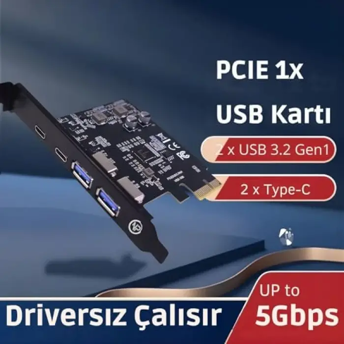 2AC 4 Portlu 2x Type-C ve 2x USB 3.0 (USB 3.2 Gen1) 5Gbps Pcı-E Genişletme Kartı