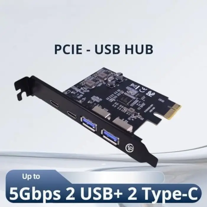 2AC 4 Portlu 2x Type-C ve 2x USB 3.0 (USB 3.2 Gen1) 5Gbps Pcı-E Genişletme Kartı