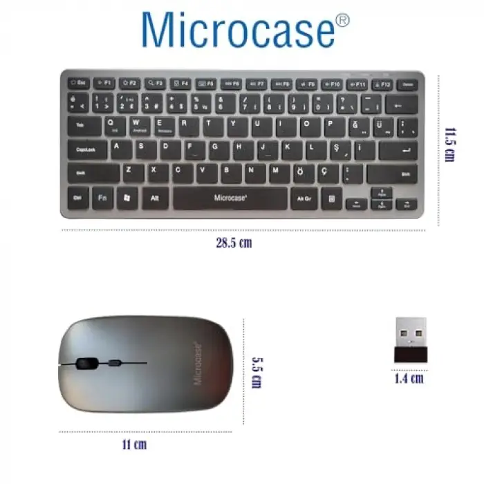 2in1 Kablosuz ve Bluetooth Türkçe Klavye Mouse Seti, Şarjlı - AL4285